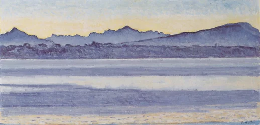 Ženevské jezero s Mont-Blancem v ranním světle